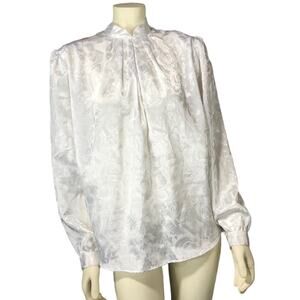 Vintage Mirage white floral blouse w/ high neck size 40 large